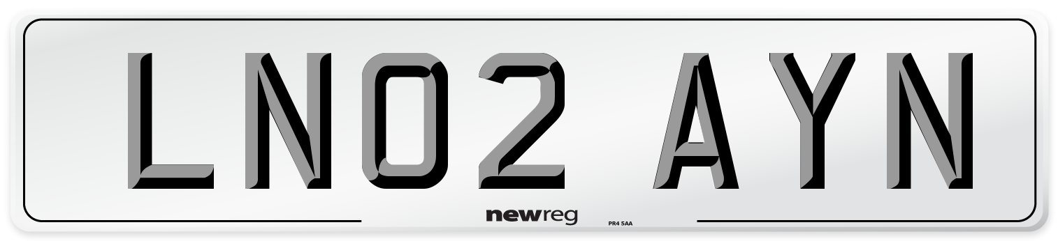 LN02 AYN Number Plate from New Reg